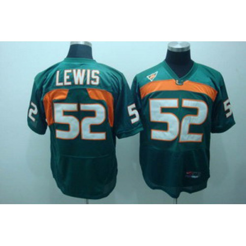 Miami Hurricanes 52 lewis green ACC patch NCAA Jerseys Miami Hurricanes 52 lewis green ACC patch NCAA Jerseys