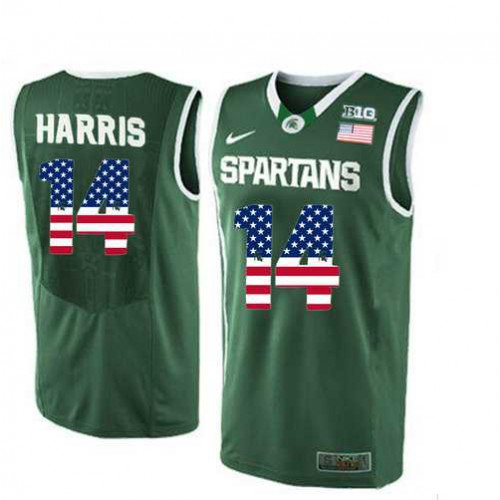 Michigan State Spartans #14 Gary Harris Green College Basketball Jersey Michigan State Spartans #14 Gary Harris Green College Basketball Jersey