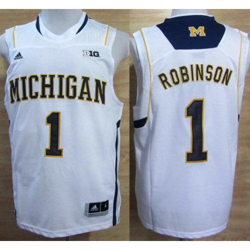 Michigan Wolverines 1 Glenn Robinson III Big 10 Patch White NCAA Basketball Jerseys Michigan Wolverines 1 Glenn Robinson III Big 10 Patch White NCAA Basketball Jerseys