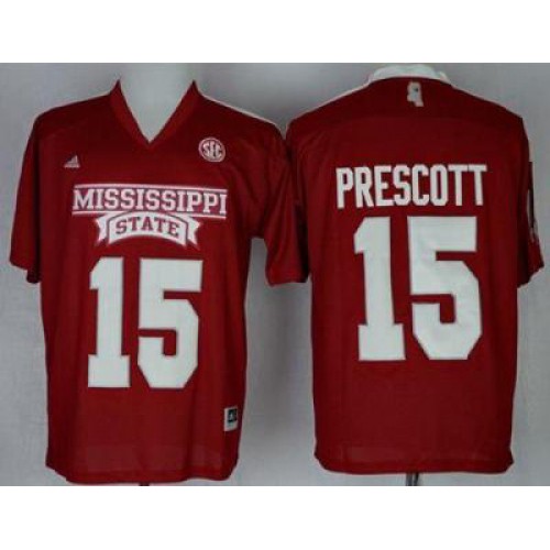 Mississippi State Bulldogs #15 Dak Prescott Red SEC Patch Stitched NCAA Jersey Mississippi State Bulldogs #15 Dak Prescott Red SEC Patch Stitched NCAA Jersey