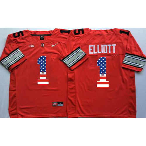 Ohio State Buckeyes #1 B.Miller Red USA Flag College Jersey Ohio State Buckeyes #1 B.Miller Red USA Flag College Jersey