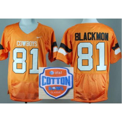 Oklahoma State Cowboys 81 Justin Blackmon Orange Pro Combat College Football NCAA Jerseys 2014 AT & T Cotton Bowl Game Patch Oklahoma State Cowboys 81 Justin Blackmon Orange Pro Combat College Football NCAA Jerseys 2014 AT & T Cotton Bowl Game Patch