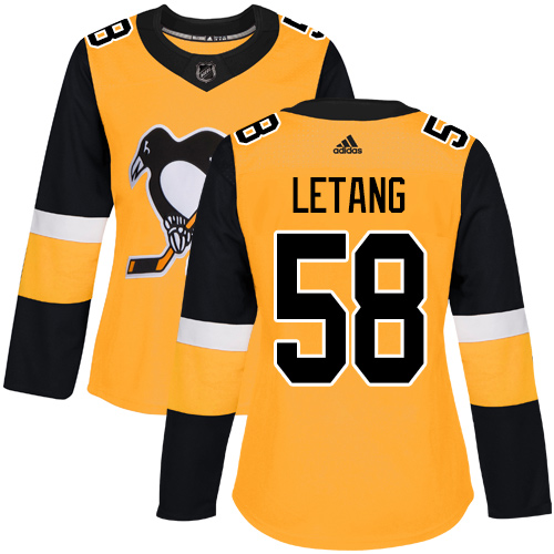 Adidas Pittsburgh Penguins #58 Kris Letang Gold Alternate Authentic Womens Stitched NHL Jersey Adidas Pittsburgh Penguins #58 Kris Letang Gold Alternate Authentic Womens Stitched NHL Jersey