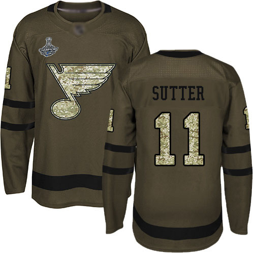 Adidas St. Louis Blues #11 Brian Sutter Green Salute to Service Stanley Cup Champions Stitched NHL Jersey Adidas St. Louis Blues #11 Brian Sutter Green Salute to Service Stanley Cup Champions Stitched NHL Jersey