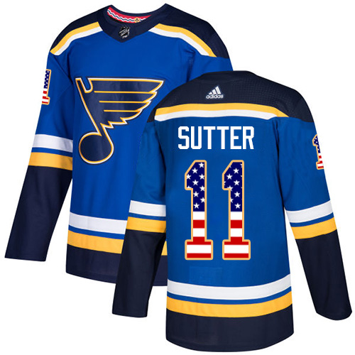 Adidas St. Louis Blues #11 Brian Sutter Blue Home Authentic USA Flag Stitched NHL Jersey Adidas St. Louis Blues #11 Brian Sutter Blue Home Authentic USA Flag Stitched NHL Jersey