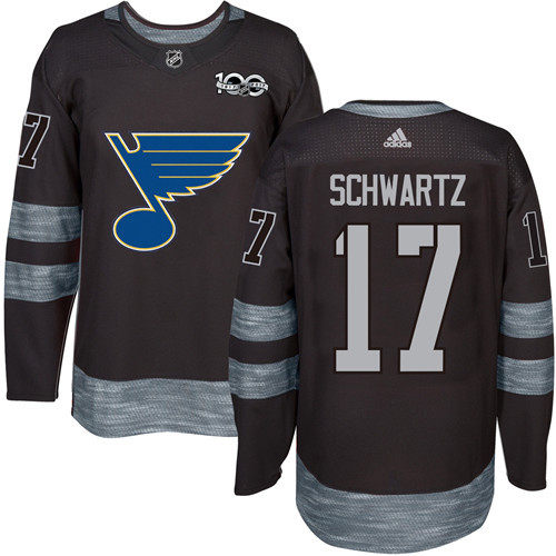 Adidas St. Louis Blues #17 Jaden Schwartz Black 1917-2017 100th Anniversary Stitched NHL Jersey Adidas St. Louis Blues #17 Jaden Schwartz Black 1917-2017 100th Anniversary Stitched NHL Jersey