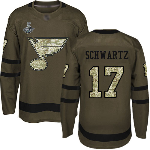 Adidas St. Louis Blues #17 Jaden Schwartz Green Salute to Service Stanley Cup Champions Stitched NHL Jersey Adidas St. Louis Blues #17 Jaden Schwartz Green Salute to Service Stanley Cup Champions Stitched NHL Jersey