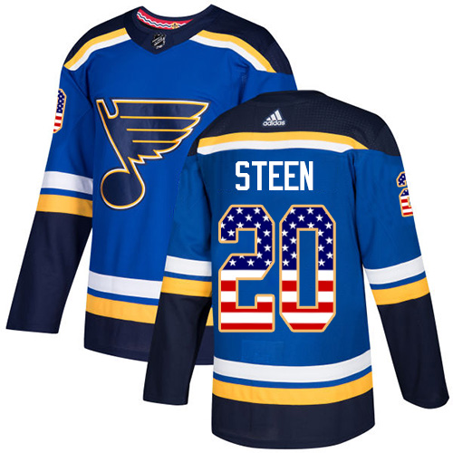 Adidas St. Louis Blues #20 Alexander Steen Blue Home Authentic USA Flag Stitched NHL Jersey Adidas St. Louis Blues #20 Alexander Steen Blue Home Authentic USA Flag Stitched NHL Jersey
