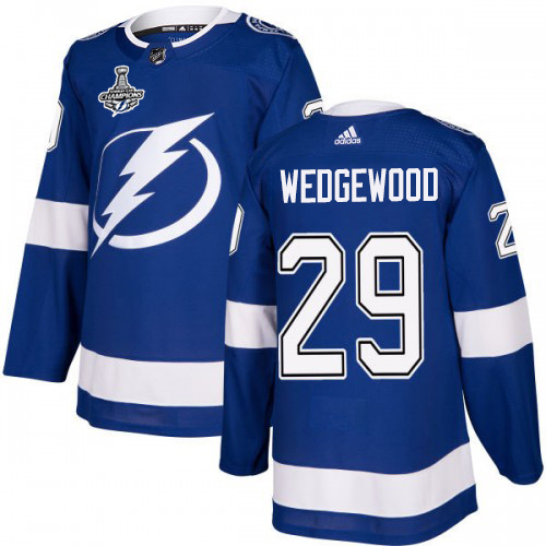 Adidas Tampa Bay Lightning #29 Scott Wedgewood Blue Home Authentic Youth 2020 Stanley Cup Champions Stitched NHL Jersey Adidas Tampa Bay Lightning #29 Scott Wedgewood Blue Home Authentic Youth 2020 Stanley Cup Champions Stitched NHL Jersey