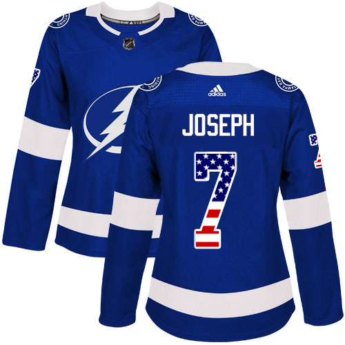 Adidas Tampa Bay Lightning #7 Mathieu Joseph Blue Home Authentic USA Flag Womens Stitched NHL Jersey Adidas Tampa Bay Lightning #7 Mathieu Joseph Blue Home Authentic USA Flag Womens Stitched NHL Jersey