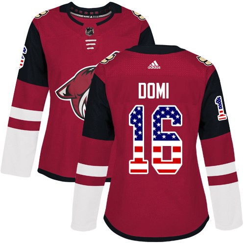 Adidas Arizona Coyotes #16 Max Domi Maroon Home Authentic USA Flag Womens Stitched NHL Jersey Adidas Arizona Coyotes #16 Max Domi Maroon Home Authentic USA Flag Womens Stitched NHL Jersey