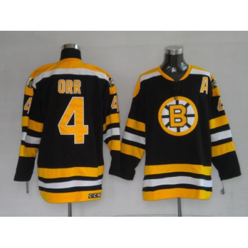Boston Bruins #4 Bobby Orr Stitched CCM Throwback Black NHL Jersey Boston Bruins #4 Bobby Orr Stitched CCM Throwback Black NHL Jersey