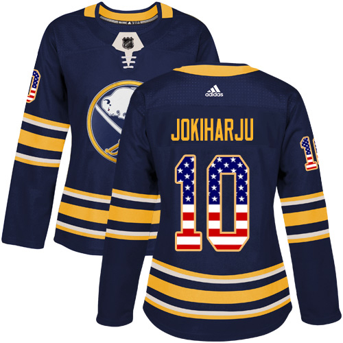 Adidas Buffalo Sabres #10 Henri Jokiharju Navy Blue Home Authentic USA Flag Womens Stitched NHL Jersey Adidas Buffalo Sabres #10 Henri Jokiharju Navy Blue Home Authentic USA Flag Womens Stitched NHL Jersey