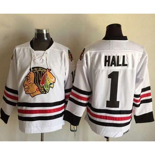 Chicago Blackhawks #1 Glenn Hall White CCM Throwback Stitched NHL Jersey Chicago Blackhawks #1 Glenn Hall White CCM Throwback Stitched NHL Jersey
