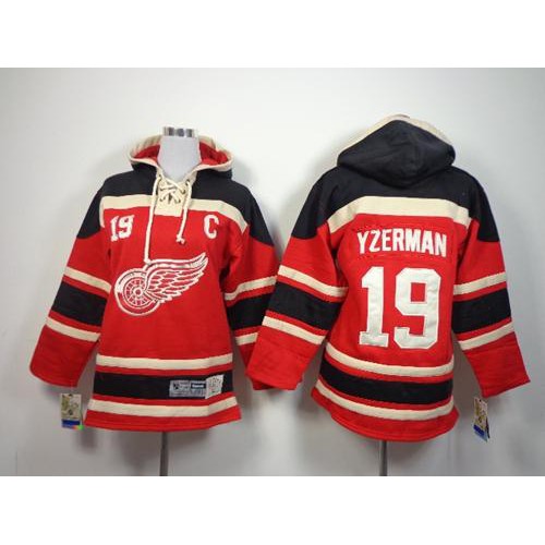 Detroit Red Wings #19 Steve Yzerman Red Sawyer Hooded Sweatshirt Stitched Youth NHL Jersey Detroit Red Wings #19 Steve Yzerman Red Sawyer Hooded Sweatshirt Stitched Youth NHL Jersey