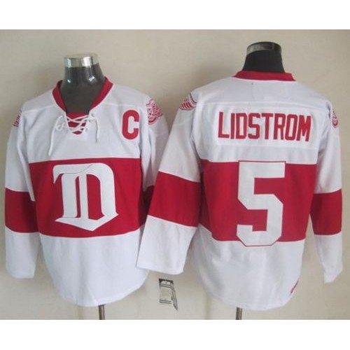 Detroit Red Wings #5 Nicklas Lidstrom White Winter Classic CCM Throwback Stitched NHL Jersey Detroit Red Wings #5 Nicklas Lidstrom White Winter Classic CCM Throwback Stitched NHL Jersey