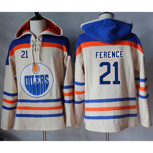 Edmonton Oilers #21 Andrew Ference Cream Sawyer Hooded Sweatshirt Stitched NHL Jersey Edmonton Oilers #21 Andrew Ference Cream Sawyer Hooded Sweatshirt Stitched NHL Jersey