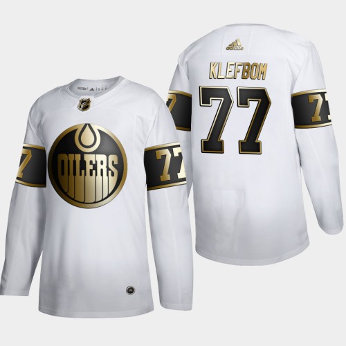 Edmonton Oilers #77 Oscar Klefblom Mens Adidas White Golden Edition Limited Stitched NHL Jersey Edmonton Oilers #77 Oscar Klefblom Mens Adidas White Golden Edition Limited Stitched NHL Jersey