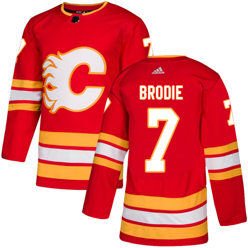 Adidas Calgary Flames #7 TJ Brodie Red Alternate Authentic Stitched NHL Jersey Adidas Calgary Flames #7 TJ Brodie Red Alternate Authentic Stitched NHL Jersey