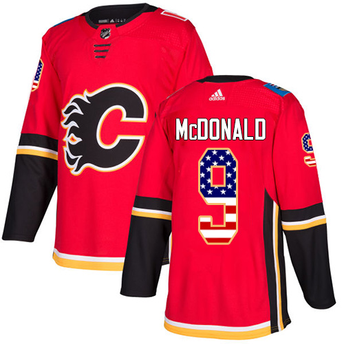 Adidas Calgary Flames #9 Lanny McDonald Red Home Authentic USA Flag Stitched NHL Jersey Adidas Calgary Flames #9 Lanny McDonald Red Home Authentic USA Flag Stitched NHL Jersey