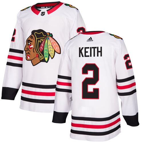 Adidas Chicago Blackhawks #2 Duncan Keith White Road Authentic Stitched Youth NHL Jersey Adidas Chicago Blackhawks #2 Duncan Keith White Road Authentic Stitched Youth NHL Jersey