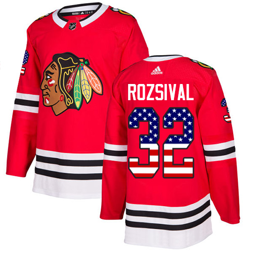 Adidas Chicago Blackhawks #32 Michal Rozsival Red Home Authentic USA Flag Stitched NHL Jersey Adidas Chicago Blackhawks #32 Michal Rozsival Red Home Authentic USA Flag Stitched NHL Jersey