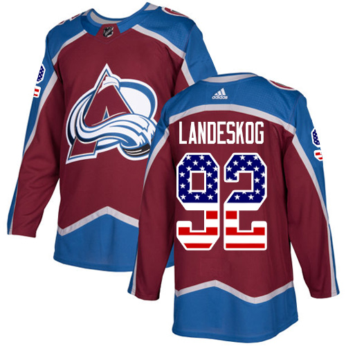 Adidas Colorado Avalanche #92 Gabriel Landeskog Burgundy Home Authentic USA Flag Stitched NHL Jersey Adidas Colorado Avalanche #92 Gabriel Landeskog Burgundy Home Authentic USA Flag Stitched NHL Jersey