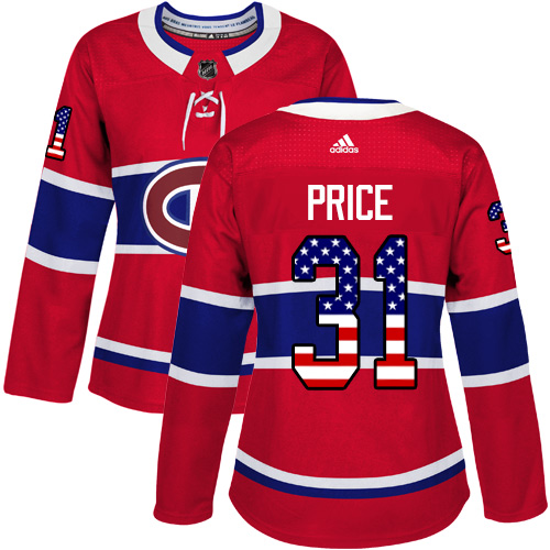 Adidas Montreal Canadiens #31 Carey Price Red Home Authentic USA Flag Womens Stitched NHL Jersey Adidas Montreal Canadiens #31 Carey Price Red Home Authentic USA Flag Womens Stitched NHL Jersey