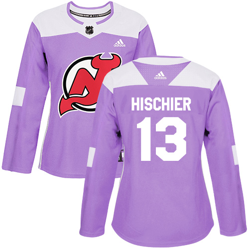 Adidas New Jersey Devils #13 Nico Hischier Purple Authentic Fights Cancer Womens Stitched NHL Jersey Adidas New Jersey Devils #13 Nico Hischier Purple Authentic Fights Cancer Womens Stitched NHL Jersey