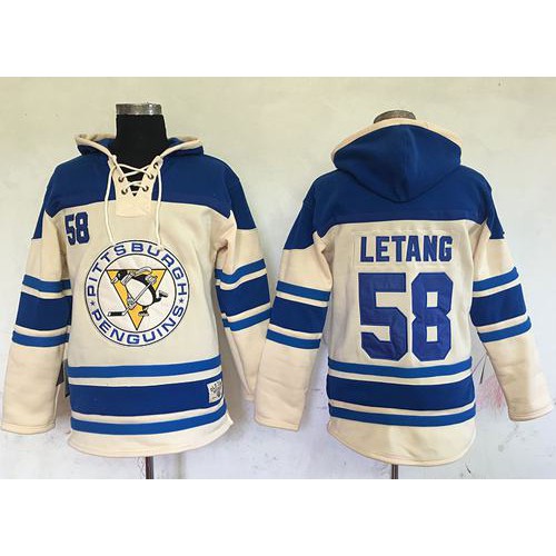 Pittsburgh Penguins #58 Kris Letang Cream Sawyer Hooded Sweatshirt Stitched NHL Jersey Pittsburgh Penguins #58 Kris Letang Cream Sawyer Hooded Sweatshirt Stitched NHL Jersey