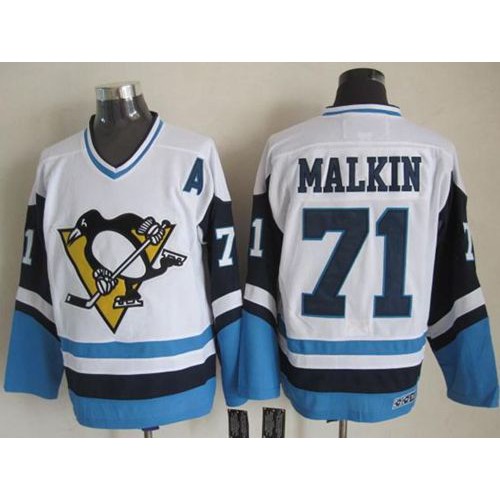 Pittsburgh Penguins #71 Evgeni Malkin White/Blue CCM Throwback Stitched NHL Jersey Pittsburgh Penguins #71 Evgeni Malkin White/Blue CCM Throwback Stitched NHL Jersey