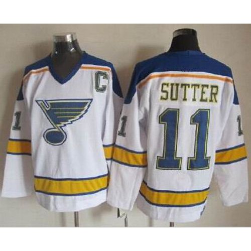 St. Louis Blues #11 Brian Sutter White/Yellow CCM Throwback Stitched NHL Jersey St. Louis Blues #11 Brian Sutter White/Yellow CCM Throwback Stitched NHL Jersey