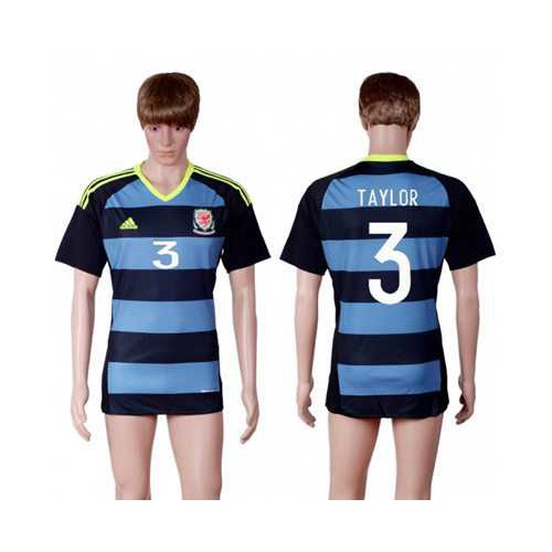 Wales #3 Taylor Away Soccer Country Jersey Wales #3 Taylor Away Soccer Country Jersey