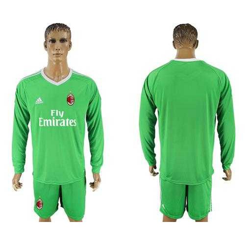 AC Milan Blank Green Goalkeeper Long Sleeves Soccer Club Jersey AC Milan Blank Green Goalkeeper Long Sleeves Soccer Club Jersey