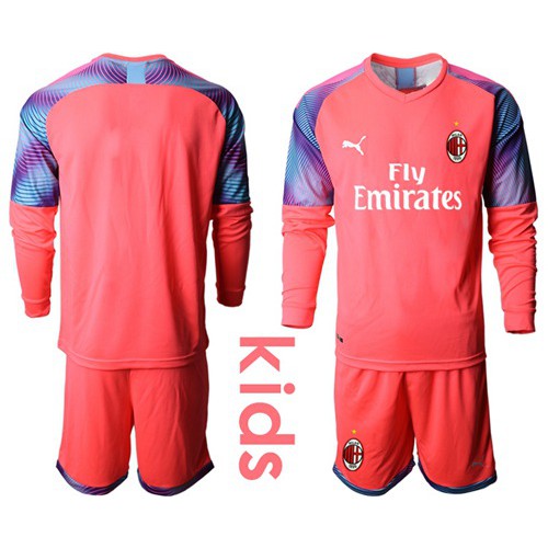 AC Milan Blank Pink Goalkeeper Long Sleeves Kid Soccer Club Jersey AC Milan Blank Pink Goalkeeper Long Sleeves Kid Soccer Club Jersey