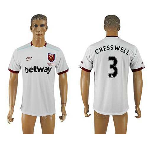 West Ham United #3 Cress Well Away Soccer Club Jersey West Ham United #3 Cress Well Away Soccer Club Jersey