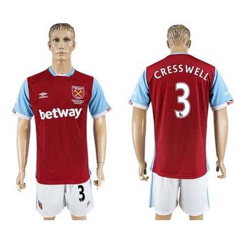 West Ham United #3 Cress Well Home Soccer Club Jersey West Ham United #3 Cress Well Home Soccer Club Jersey
