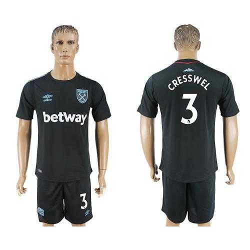 West Ham United #3 Cresswell Away Soccer Club Jersey West Ham United #3 Cresswell Away Soccer Club Jersey