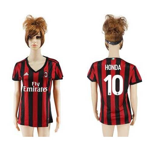 Womens AC Milan #10 Honda Home Soccer Club Jersey Womens AC Milan #10 Honda Home Soccer Club Jersey