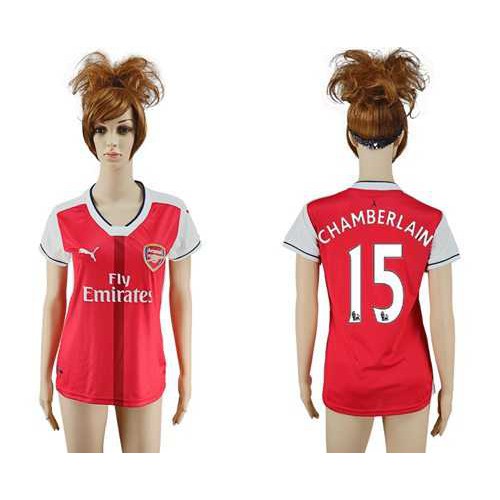 Womens Arsenal #15 Chamberlain Home Soccer Club Jersey Womens Arsenal #15 Chamberlain Home Soccer Club Jersey