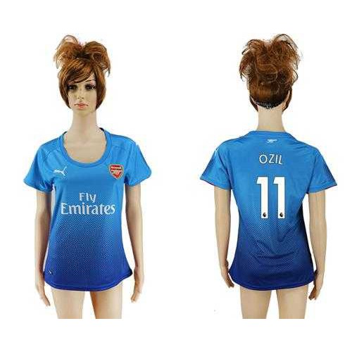 Womens Arsenal #11 Ozil Away Soccer Club Jersey Womens Arsenal #11 Ozil Away Soccer Club Jersey