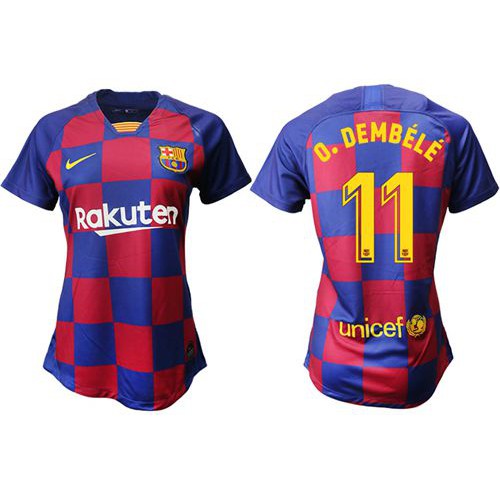 Womens Barcelona #11 O.Dembele Home Soccer Club Jersey Womens Barcelona #11 O.Dembele Home Soccer Club Jersey