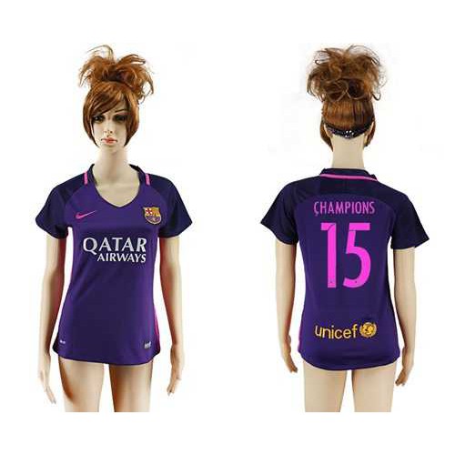 Womens Barcelona #15 Champions Away Soccer Club Jersey Womens Barcelona #15 Champions Away Soccer Club Jersey
