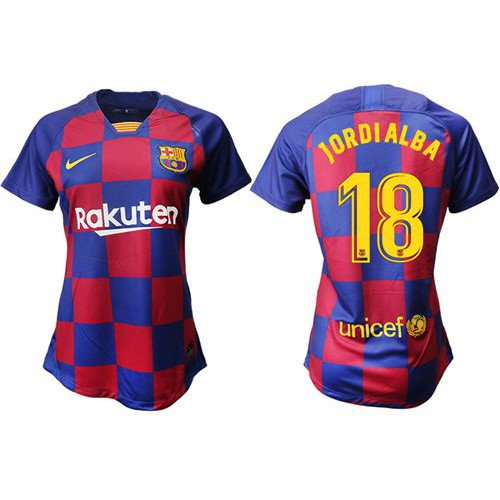 Womens Barcelona #18 Jordi Alba Home Soccer Club Jersey Womens Barcelona #18 Jordi Alba Home Soccer Club Jersey