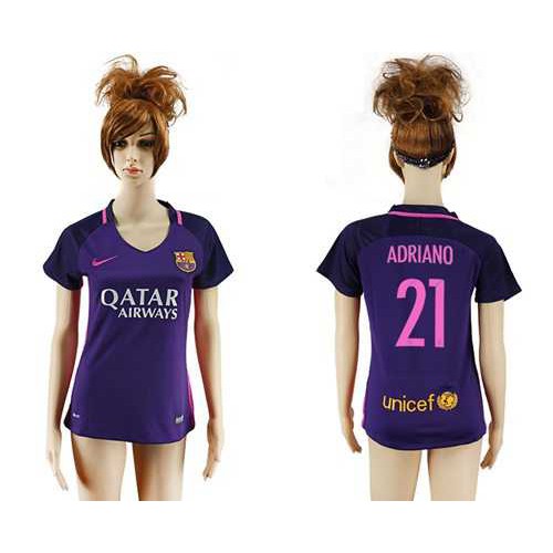 Womens Barcelona #21 Adriano Away Soccer Club Jersey Womens Barcelona #21 Adriano Away Soccer Club Jersey