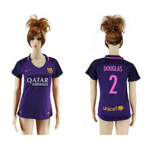 Womens Barcelona #2 Douglas Away Soccer Club Jersey Womens Barcelona #2 Douglas Away Soccer Club Jersey