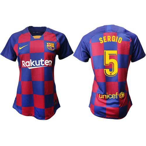 Womens Barcelona #5 Sergio Home Soccer Club Jersey Womens Barcelona #5 Sergio Home Soccer Club Jersey