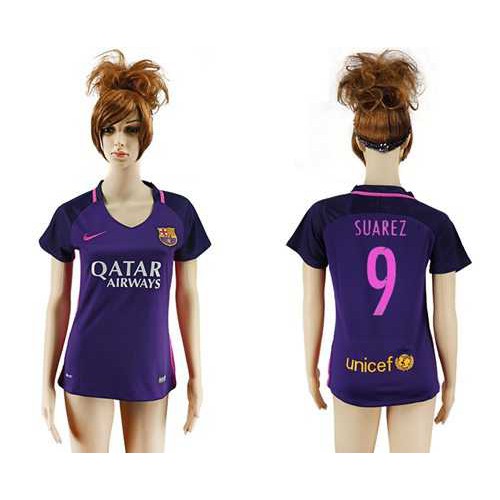 Womens Barcelona #9 Suarez Away Soccer Club Jersey Womens Barcelona #9 Suarez Away Soccer Club Jersey