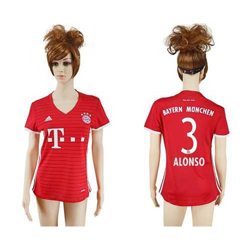 Womens Bayern Munchen #3 Alonso Home Soccer Club Jersey Womens Bayern Munchen #3 Alonso Home Soccer Club Jersey