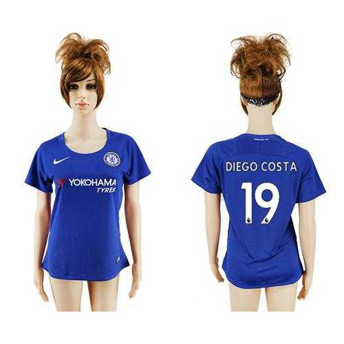 Womens Chelsea #19 Diego Costa Home Soccer Club Jersey Womens Chelsea #19 Diego Costa Home Soccer Club Jersey